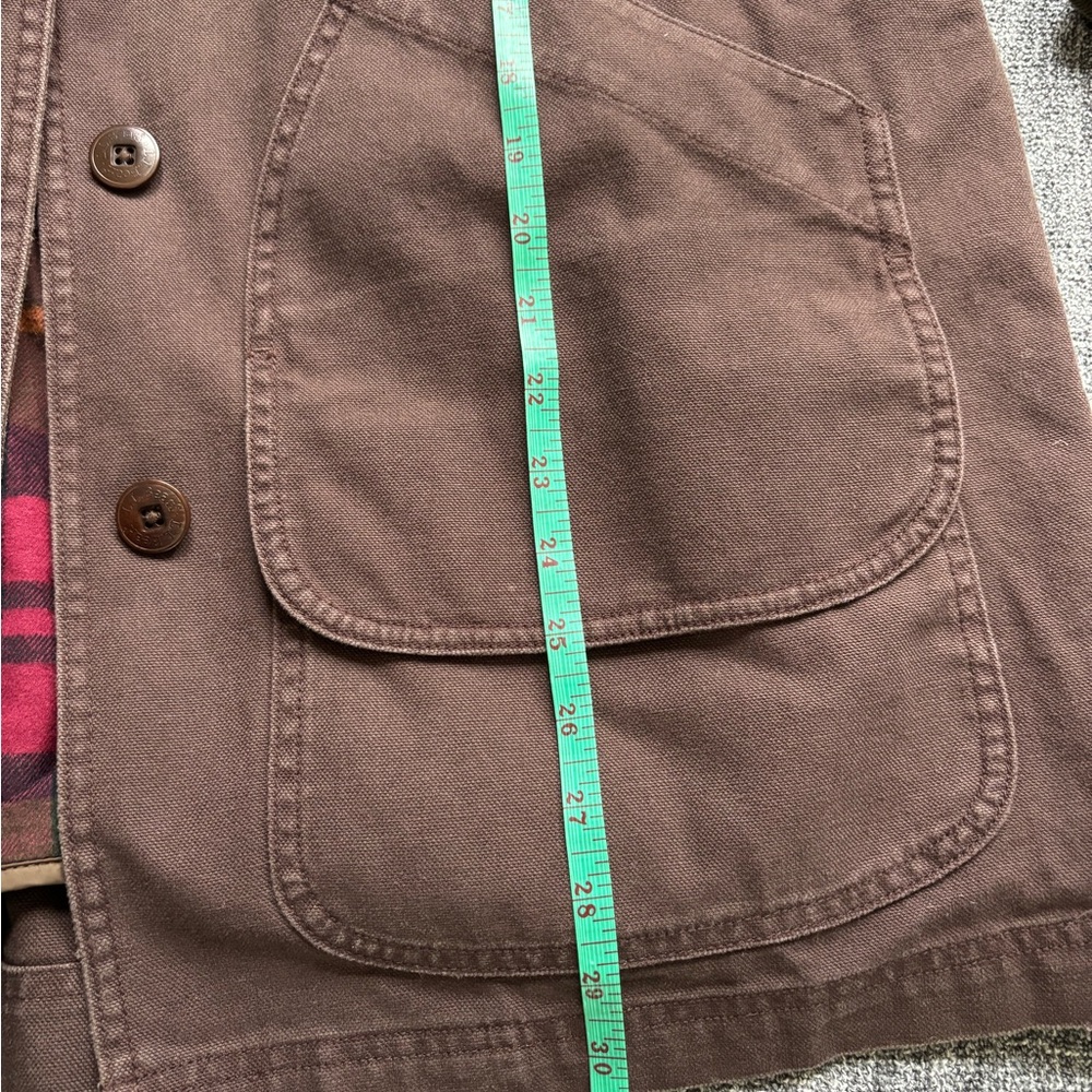 L.L. Bean Vintage Women’s Chocolate Brown Barn Field Jacket Green Corduroy Trim - Picture 7 of 7